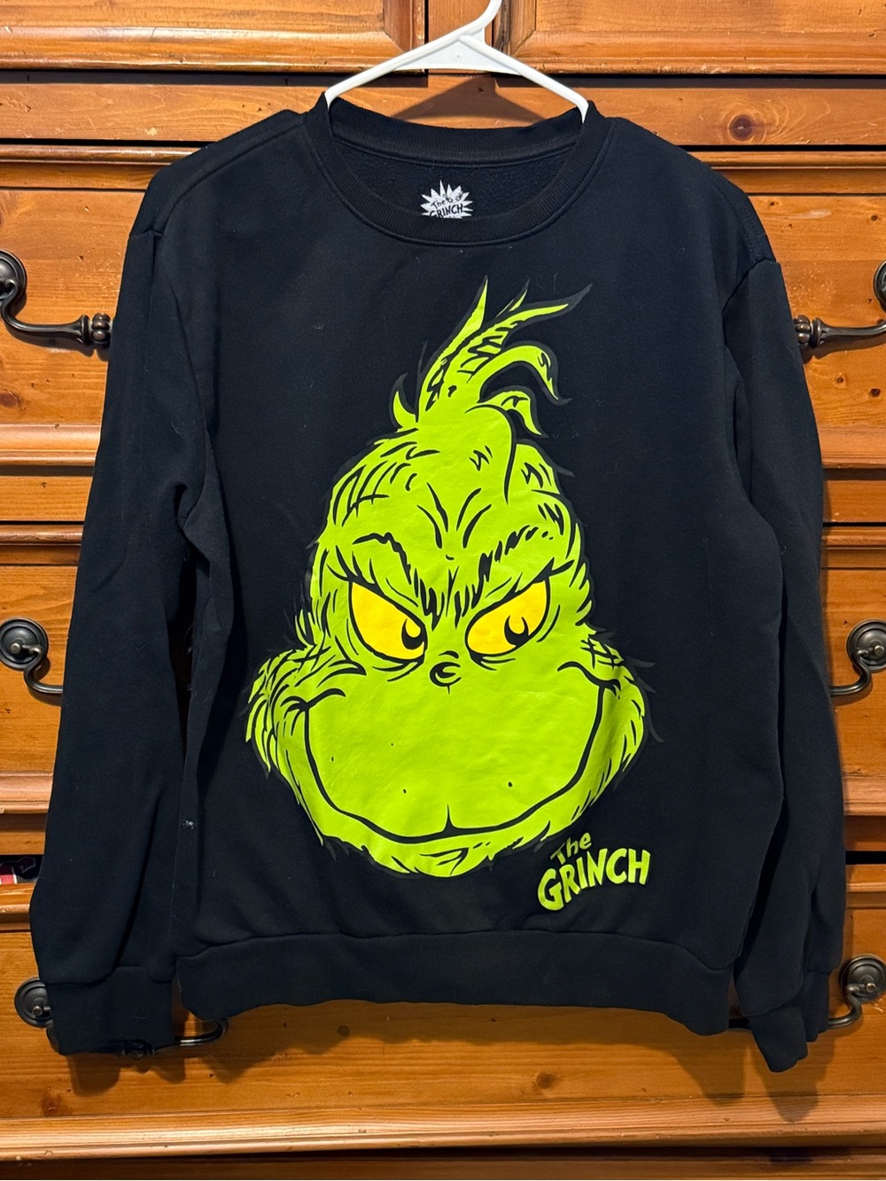 The Grinch Graphic Black Crewneck Sweatshirt - Green Print size large